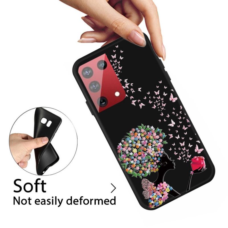 Hoesje Samsung Galaxy S21 Ultra 5G Vrouw Met Een Bloemig Hoofd