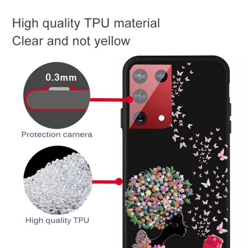 Hoesje Samsung Galaxy S21 Ultra 5G Vrouw Met Een Bloemig Hoofd
