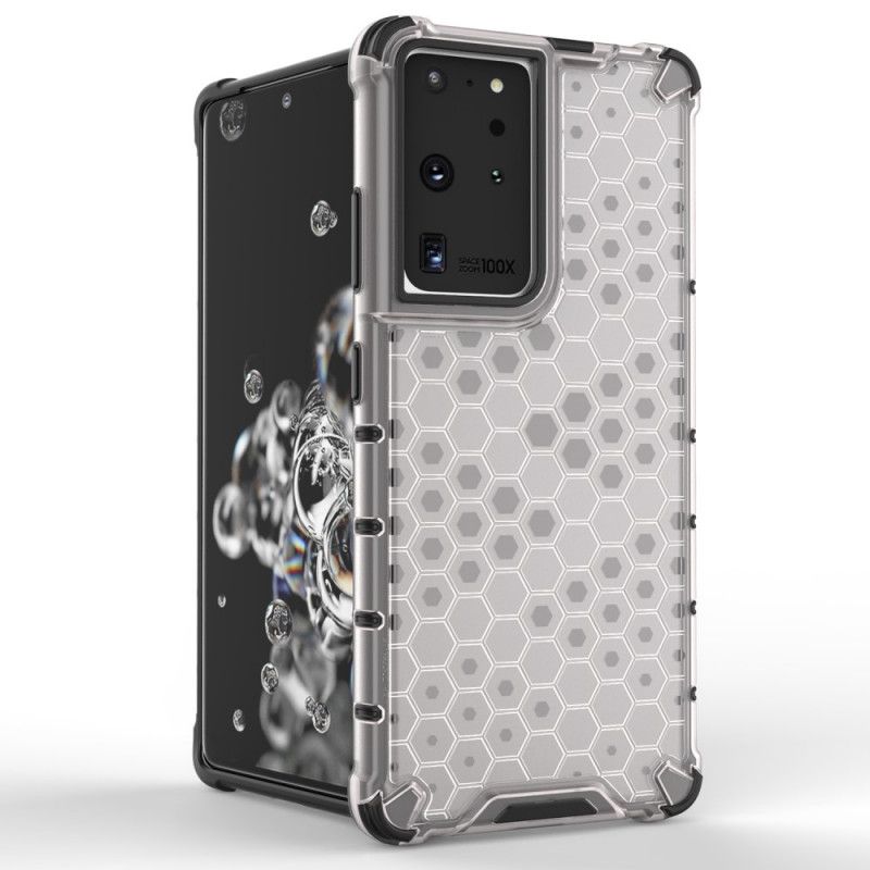 Hoesje Samsung Galaxy S21 Ultra 5G Wit Zwart Honingraatstijl