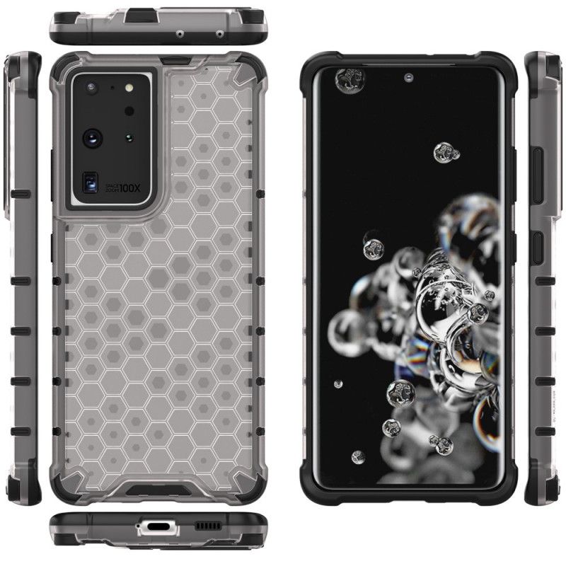 Hoesje Samsung Galaxy S21 Ultra 5G Wit Zwart Honingraatstijl