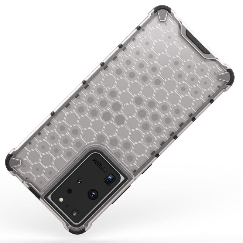 Hoesje Samsung Galaxy S21 Ultra 5G Wit Zwart Honingraatstijl