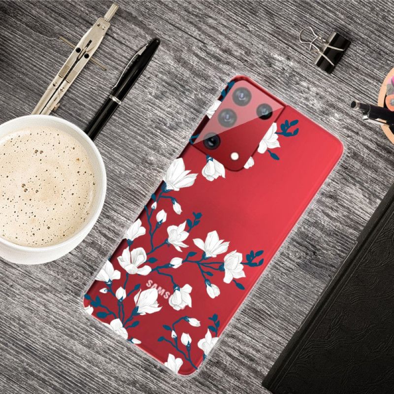 Hoesje Samsung Galaxy S21 Ultra 5G Witte Bloemen