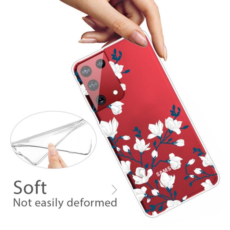 Hoesje Samsung Galaxy S21 Ultra 5G Witte Bloemen