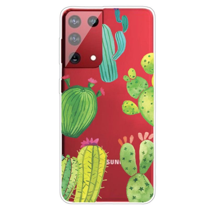 Hoesje voor Samsung Galaxy S21 Ultra 5G Aquarel Cactus
