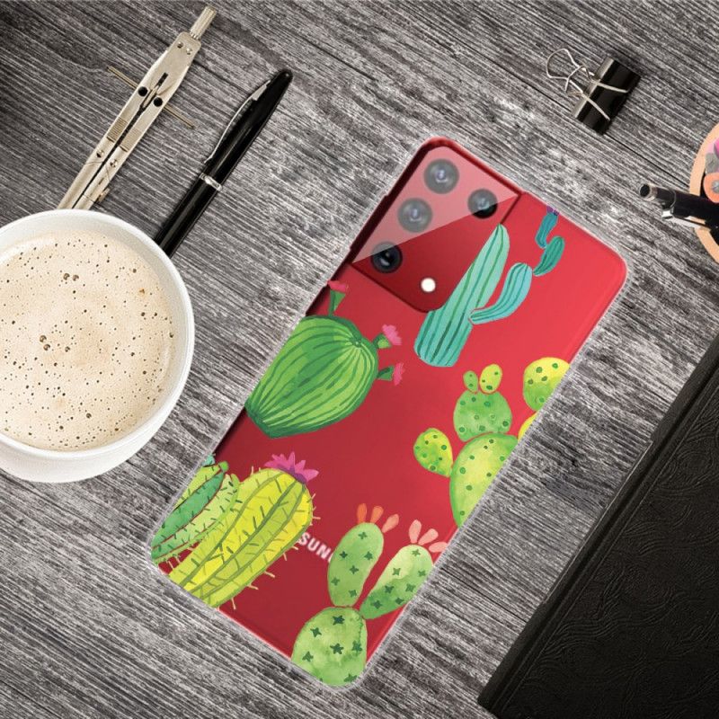 Hoesje voor Samsung Galaxy S21 Ultra 5G Aquarel Cactus