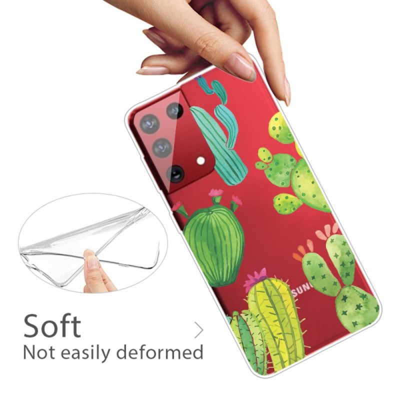 Hoesje voor Samsung Galaxy S21 Ultra 5G Aquarel Cactus