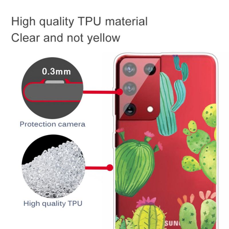 Hoesje voor Samsung Galaxy S21 Ultra 5G Aquarel Cactus
