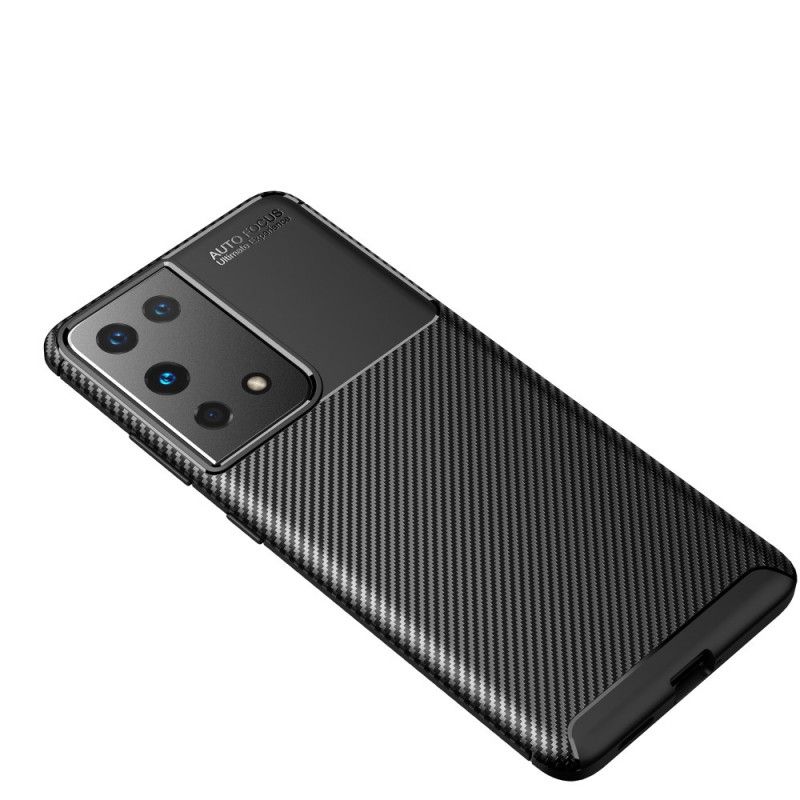 Hoesje voor Samsung Galaxy S21 Ultra 5G Donkerblauw Zwart Flexibele Koolstofvezeltextuur