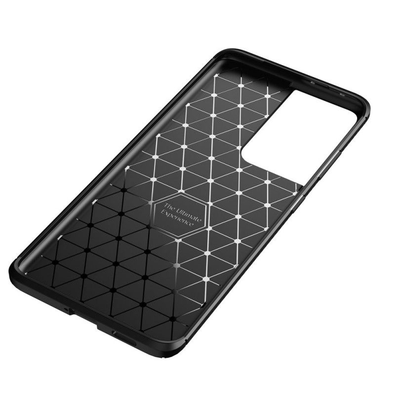 Hoesje voor Samsung Galaxy S21 Ultra 5G Donkerblauw Zwart Flexibele Koolstofvezeltextuur