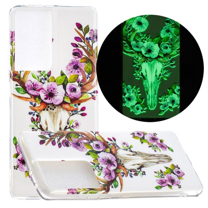 Hoesje voor Samsung Galaxy S21 Ultra 5G Fluorescerende Bloeiende Eland