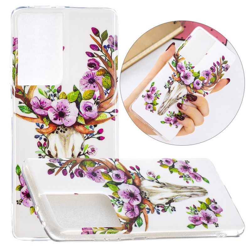 Hoesje voor Samsung Galaxy S21 Ultra 5G Fluorescerende Bloeiende Eland