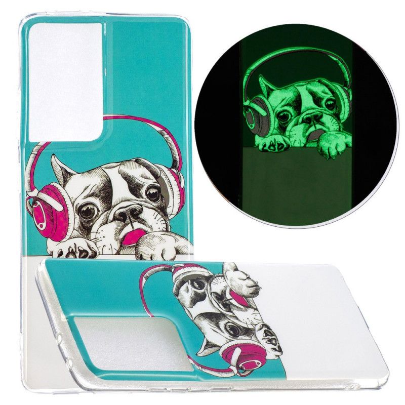 Hoesje voor Samsung Galaxy S21 Ultra 5G Fluorescerende Hond