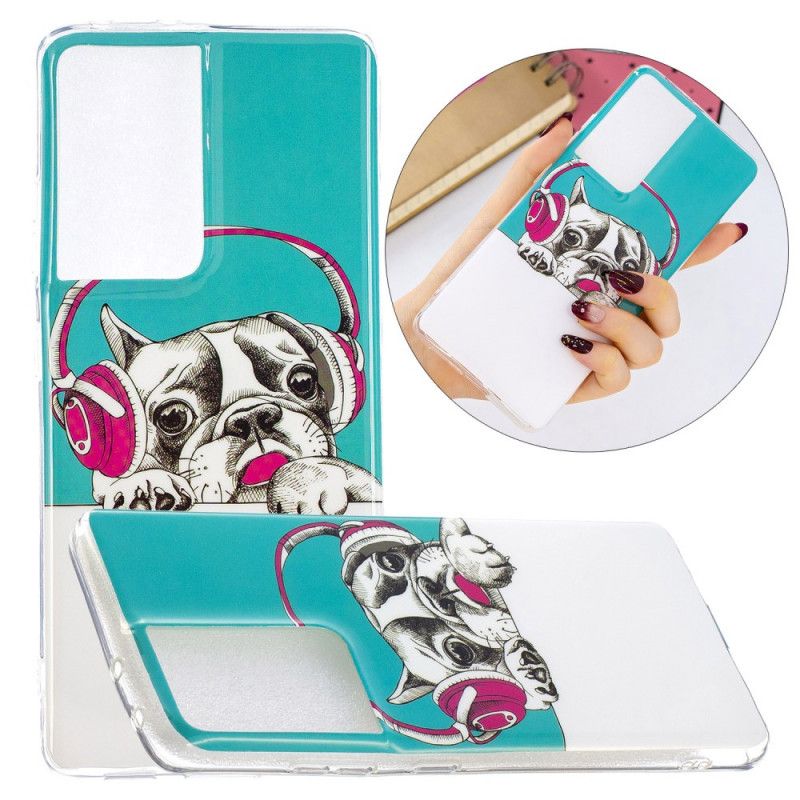 Hoesje voor Samsung Galaxy S21 Ultra 5G Fluorescerende Hond