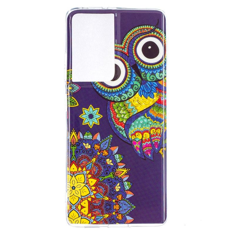 Hoesje voor Samsung Galaxy S21 Ultra 5G Fluorescerende Mandala-Uil