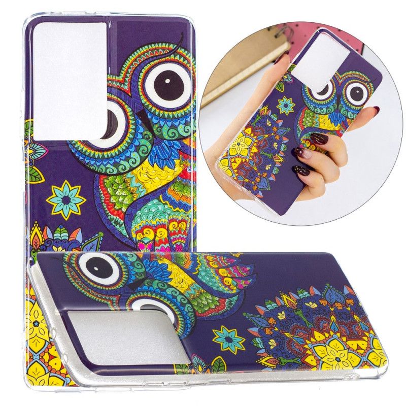 Hoesje voor Samsung Galaxy S21 Ultra 5G Fluorescerende Mandala-Uil