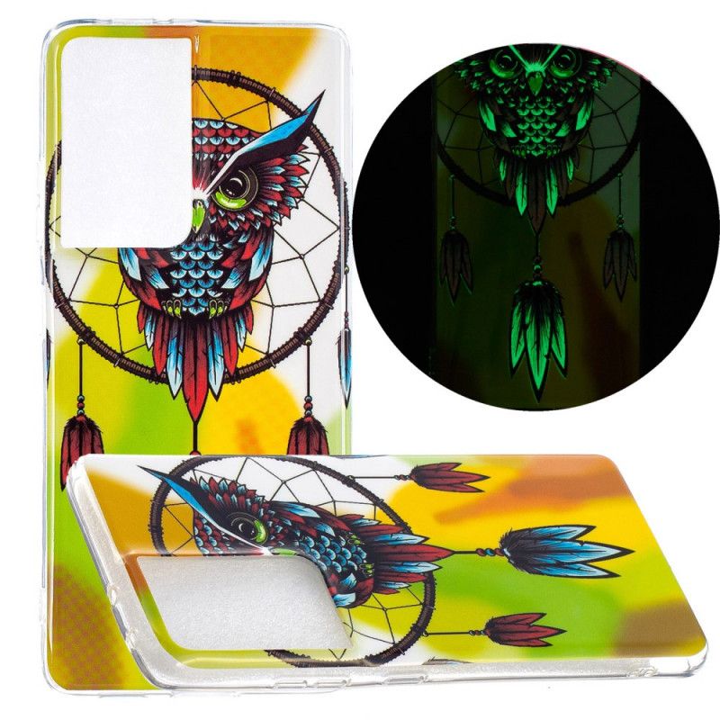 Hoesje voor Samsung Galaxy S21 Ultra 5G Geel Zwart Fluorescerende Dromenvanger