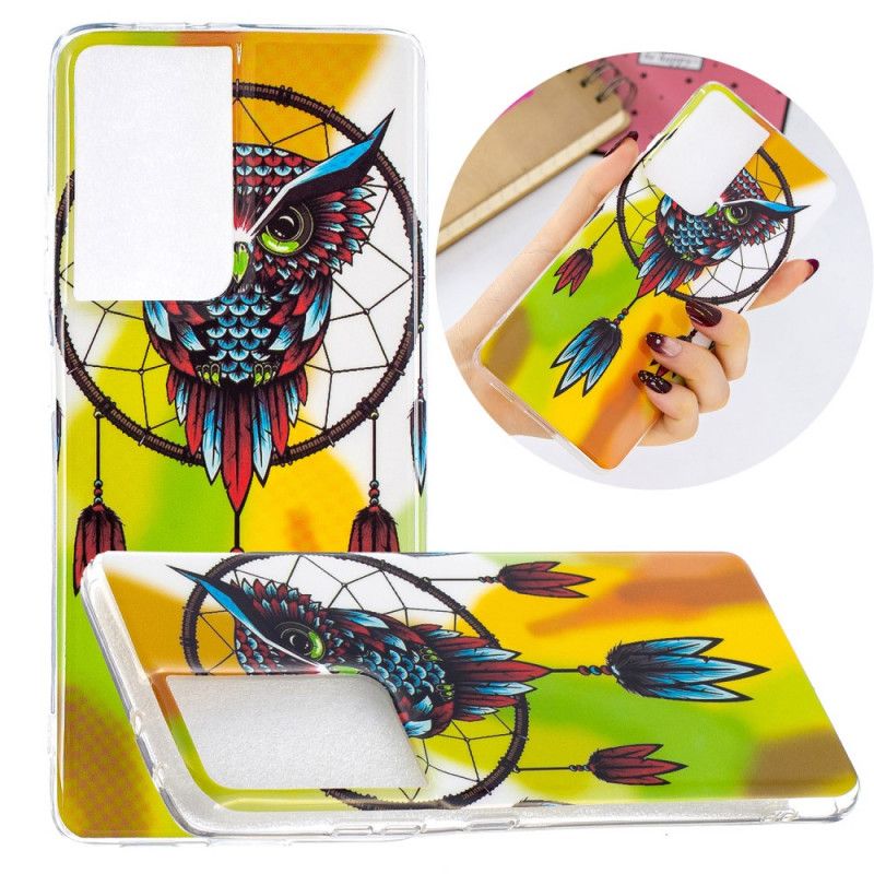 Hoesje voor Samsung Galaxy S21 Ultra 5G Geel Zwart Fluorescerende Dromenvanger