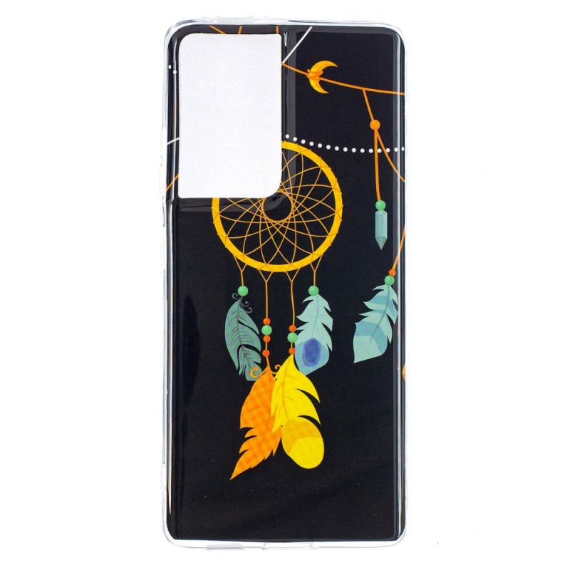 Hoesje voor Samsung Galaxy S21 Ultra 5G Geel Zwart Fluorescerende Dromenvanger