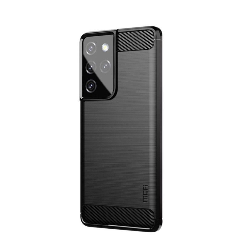 Hoesje voor Samsung Galaxy S21 Ultra 5G Grijs Zwart Mofi Geborstelde Koolstofvezel