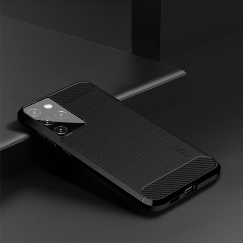 Hoesje voor Samsung Galaxy S21 Ultra 5G Grijs Zwart Mofi Geborstelde Koolstofvezel