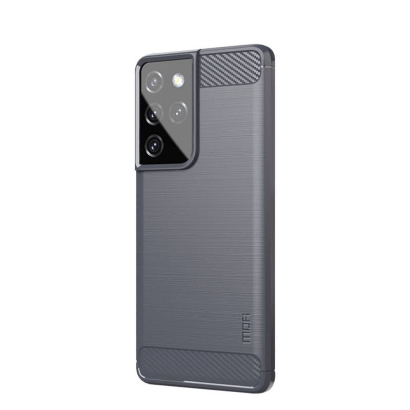 Hoesje voor Samsung Galaxy S21 Ultra 5G Grijs Zwart Mofi Geborstelde Koolstofvezel