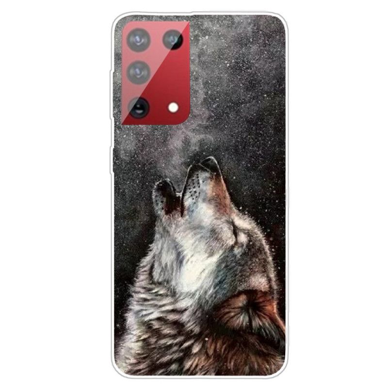 Hoesje voor Samsung Galaxy S21 Ultra 5G Grijs Zwart Sublieme Wolf