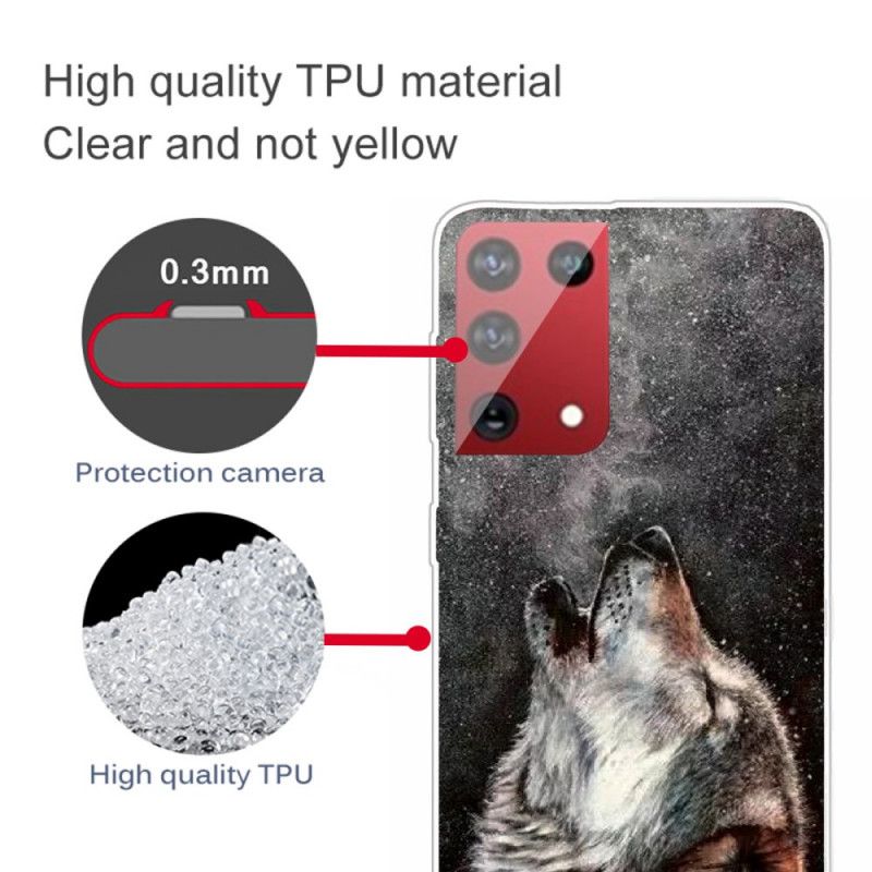 Hoesje voor Samsung Galaxy S21 Ultra 5G Grijs Zwart Sublieme Wolf