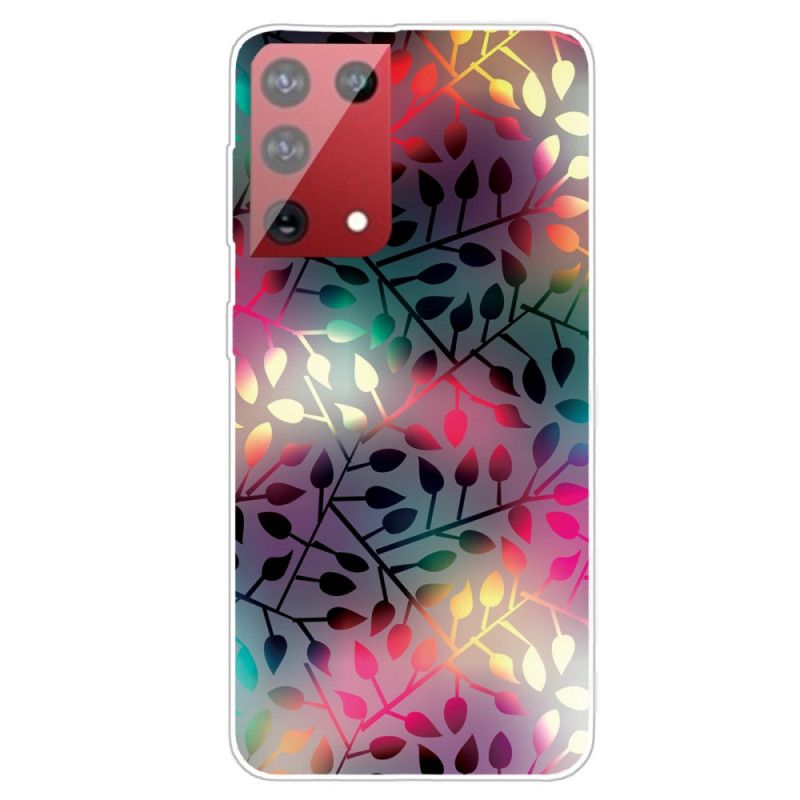 Hoesje voor Samsung Galaxy S21 Ultra 5G Groen Rood Bladeren