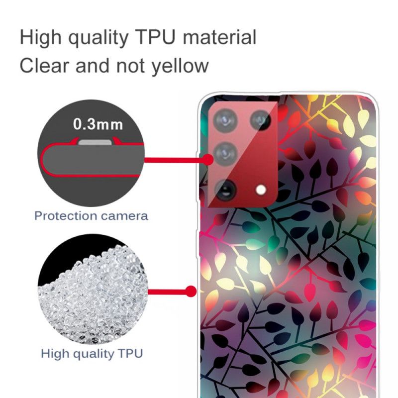 Hoesje voor Samsung Galaxy S21 Ultra 5G Groen Rood Bladeren