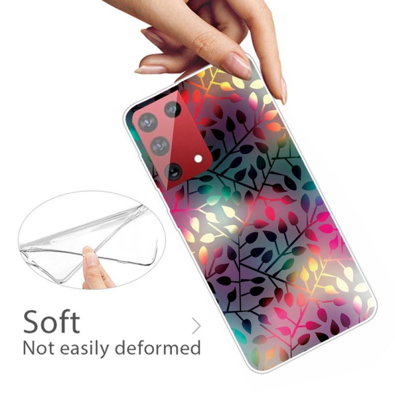 Hoesje voor Samsung Galaxy S21 Ultra 5G Groen Rood Bladeren