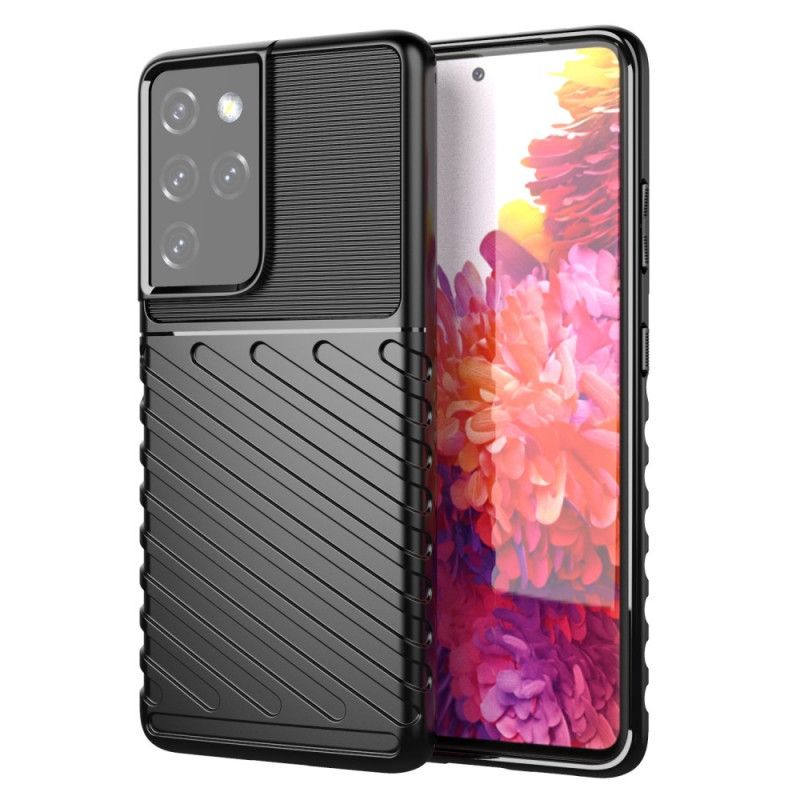 Hoesje voor Samsung Galaxy S21 Ultra 5G Groen Zwart Donderreeks