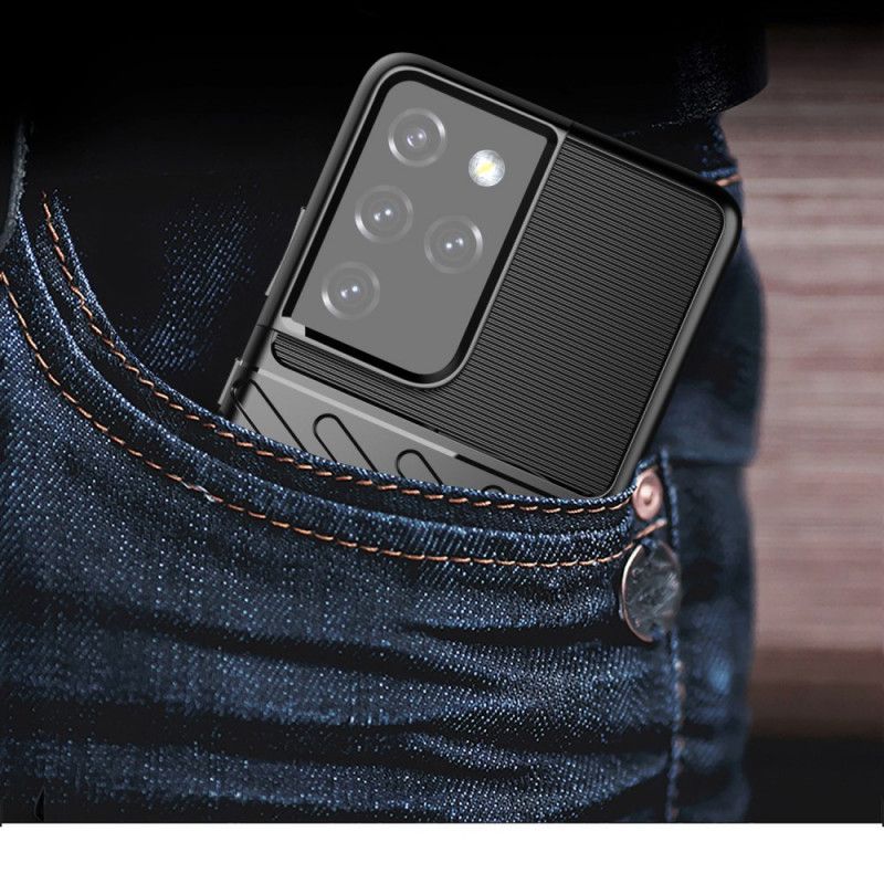 Hoesje voor Samsung Galaxy S21 Ultra 5G Groen Zwart Donderreeks