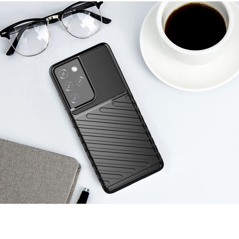 Hoesje voor Samsung Galaxy S21 Ultra 5G Groen Zwart Donderreeks