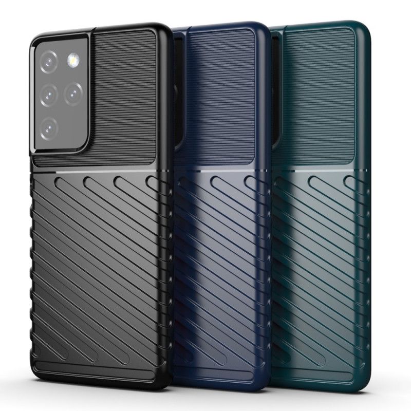 Hoesje voor Samsung Galaxy S21 Ultra 5G Groen Zwart Donderreeks