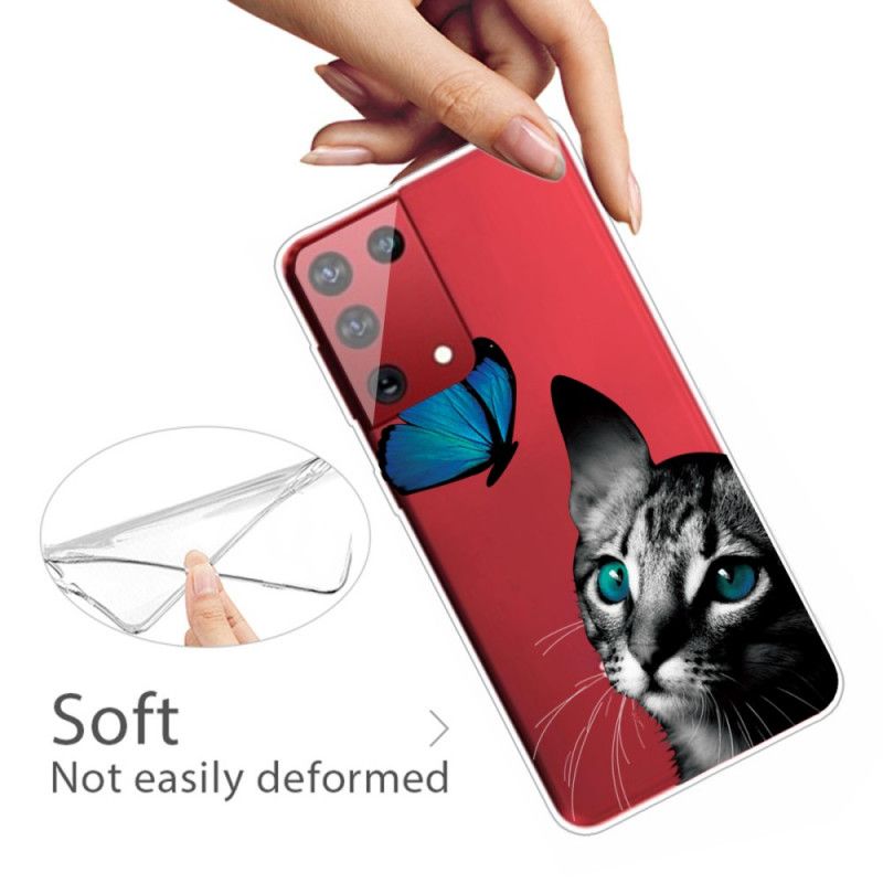 Hoesje voor Samsung Galaxy S21 Ultra 5G Kat En Vlinder