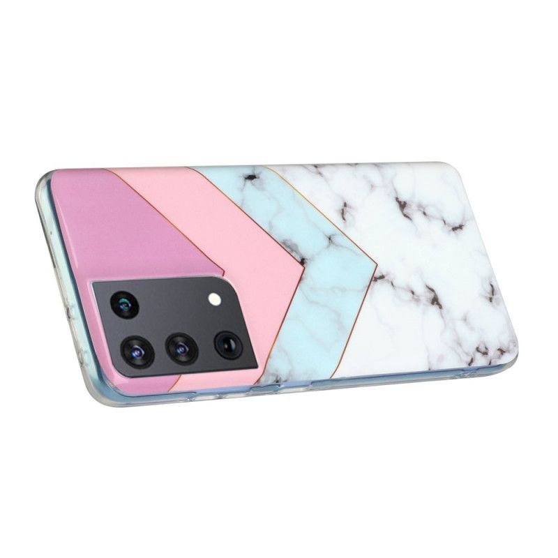 Hoesje voor Samsung Galaxy S21 Ultra 5G Kleurrijk Glamourmarmer