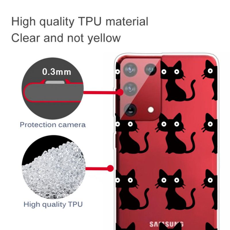 Hoesje voor Samsung Galaxy S21 Ultra 5G Meerdere Zwarte Katten