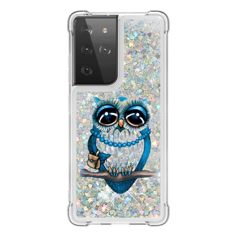 Hoesje voor Samsung Galaxy S21 Ultra 5G Miss Uil Glitter