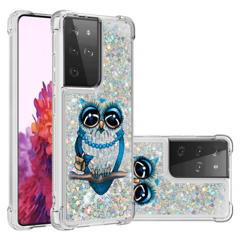 Hoesje voor Samsung Galaxy S21 Ultra 5G Miss Uil Glitter
