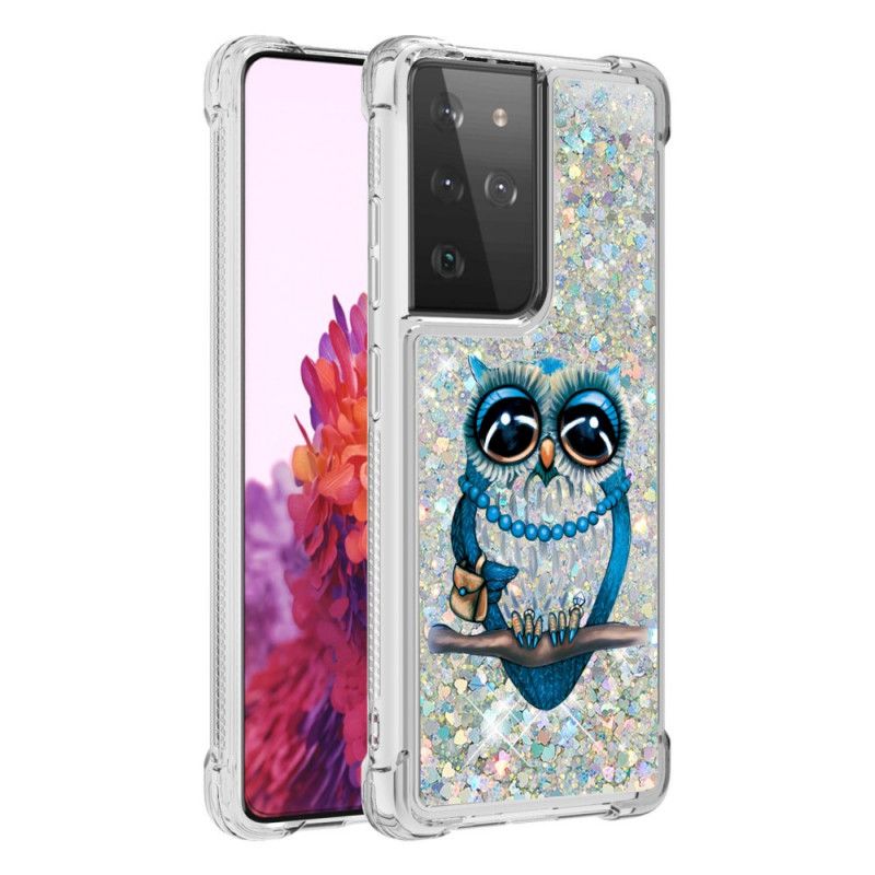 Hoesje voor Samsung Galaxy S21 Ultra 5G Miss Uil Glitter