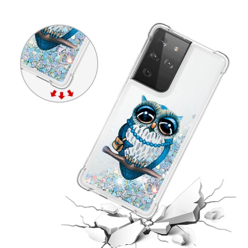 Hoesje voor Samsung Galaxy S21 Ultra 5G Miss Uil Glitter