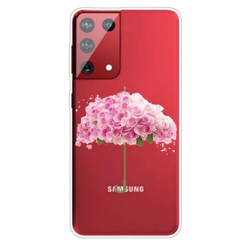 Hoesje voor Samsung Galaxy S21 Ultra 5G Paraplu In Rozen