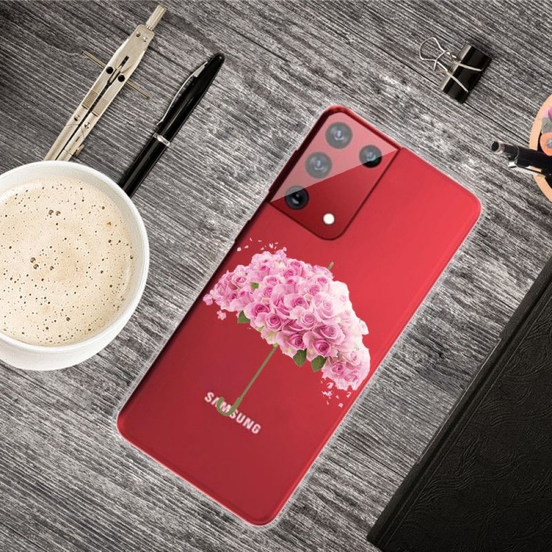 Hoesje voor Samsung Galaxy S21 Ultra 5G Paraplu In Rozen