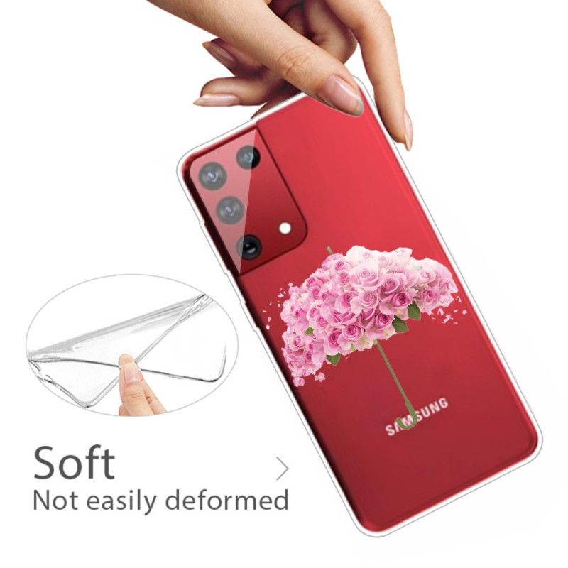 Hoesje voor Samsung Galaxy S21 Ultra 5G Paraplu In Rozen