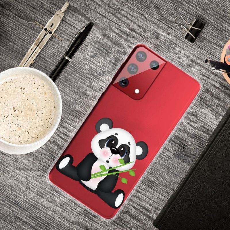 Hoesje voor Samsung Galaxy S21 Ultra 5G Transparante Droevige Panda