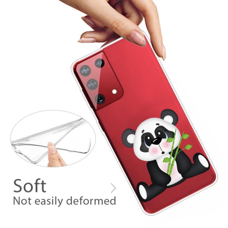 Hoesje voor Samsung Galaxy S21 Ultra 5G Transparante Droevige Panda