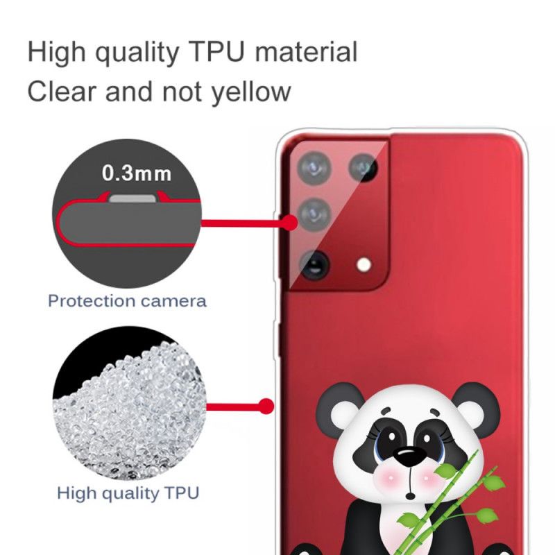 Hoesje voor Samsung Galaxy S21 Ultra 5G Transparante Droevige Panda