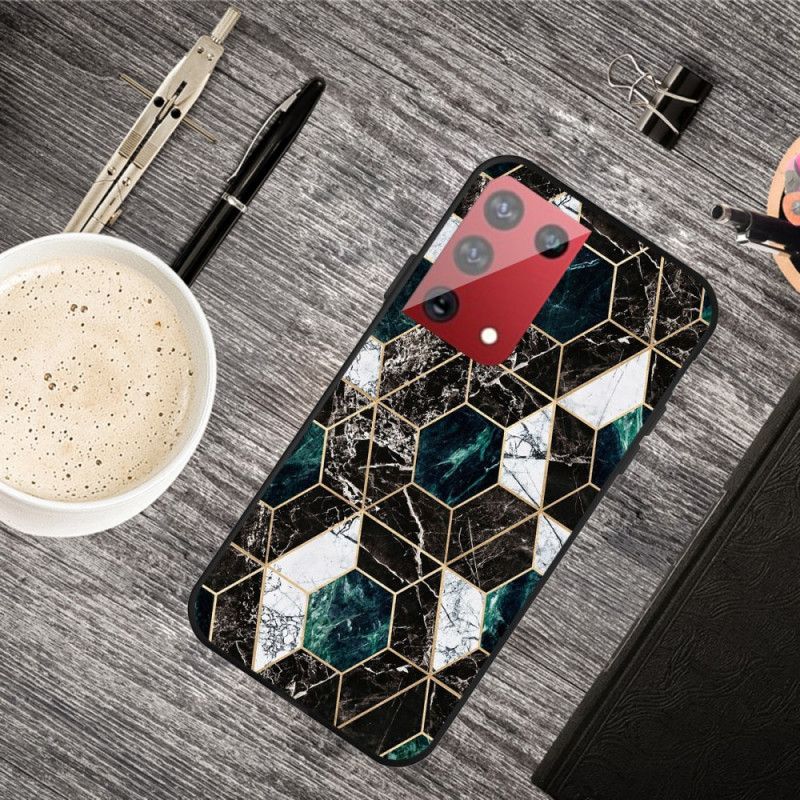 Hoesje voor Samsung Galaxy S21 Ultra 5G Wit Zwart Marmerkleurige Geometrie