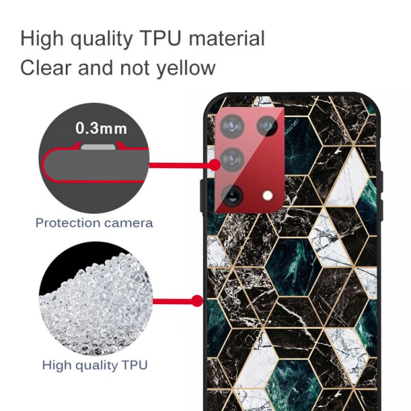 Hoesje voor Samsung Galaxy S21 Ultra 5G Wit Zwart Marmerkleurige Geometrie