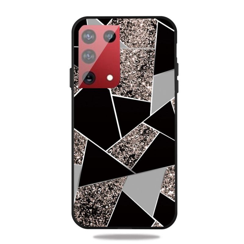 Hoesje voor Samsung Galaxy S21 Ultra 5G Wit Zwart Marmerkleurige Geometrie